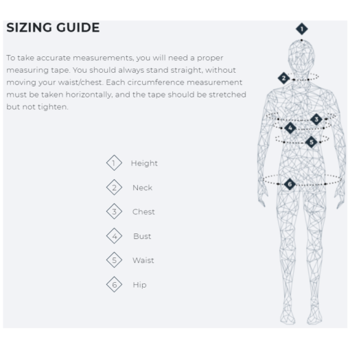 Manera Sizing guide