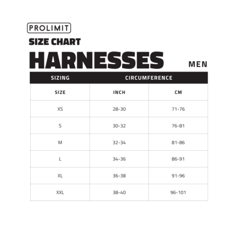 Prolimit-Harness-Size Chart